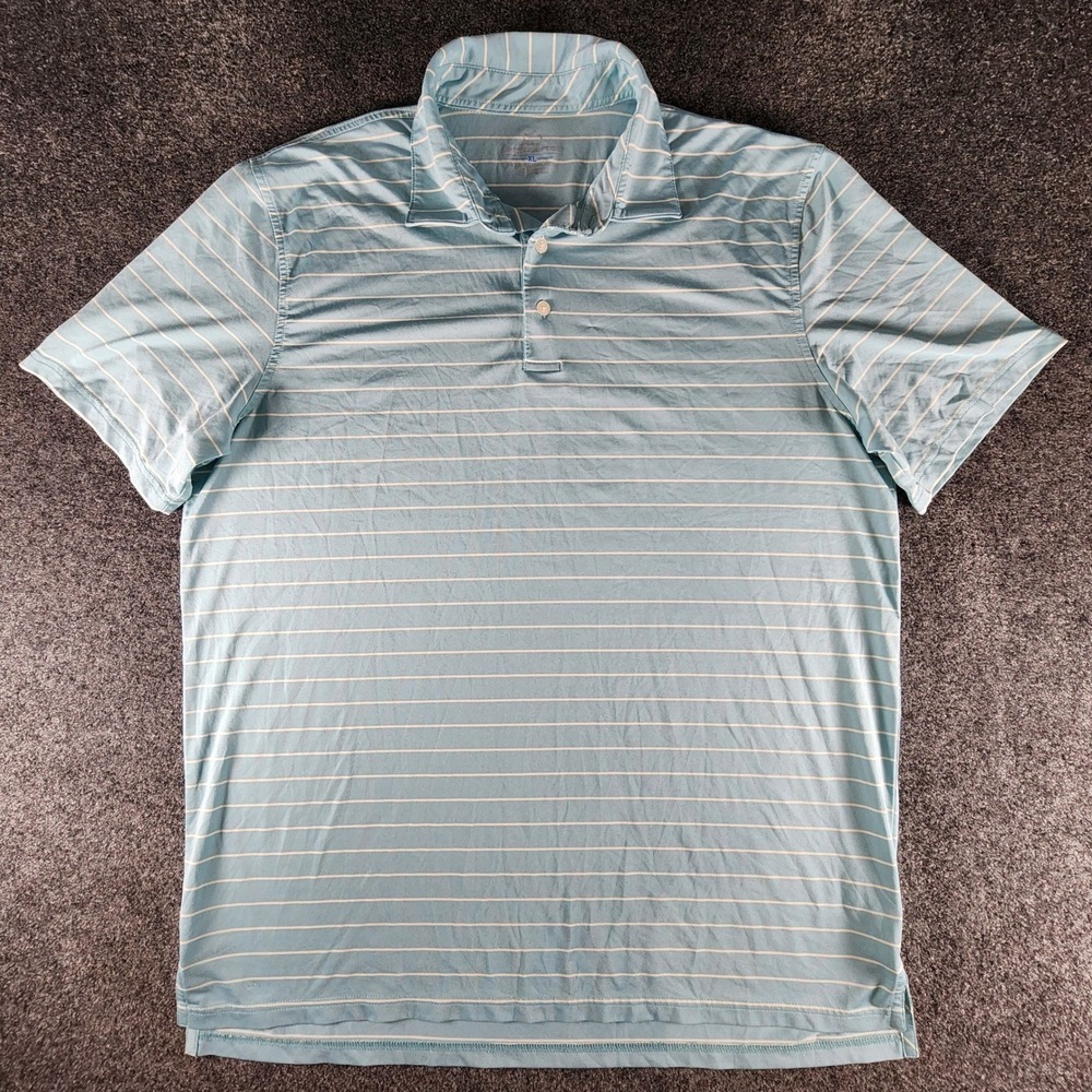 Southern Tide Mens XL Blue White Striped Performance Polo Shirt Style 8922